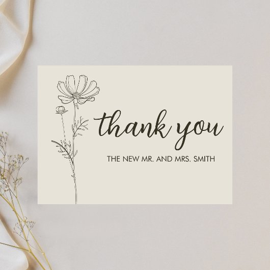 Carte De Remerciements Mariage minimaliste beige