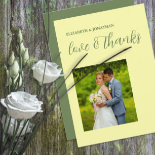 Carte De Remerciements Mariage minimaliste Beurre Jaune et Sage