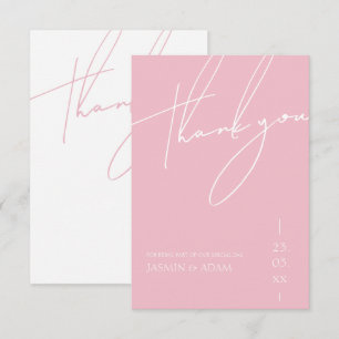 Carte De Remerciements Mariage minimaliste Candy Pink Script Typographie