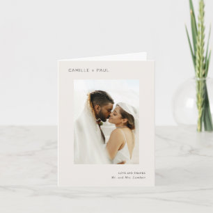 Carte De Remerciements Mariage minimaliste de photo neutre élégant