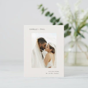 Carte De Remerciements Mariage minimaliste de photo neutre élégant