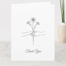 Mariage Minimaliste Dessin au Trait Mains & Fleurs