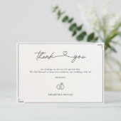 Carte De Remerciements Mariage minimaliste élégant Monogramme moderne (Debout devant)