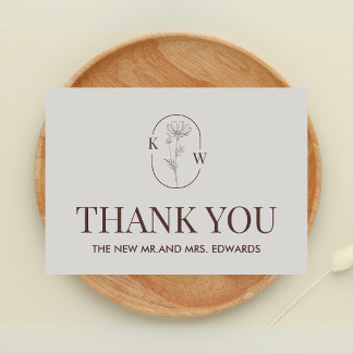 Carte De Remerciements Mariage minimaliste en terre cuite