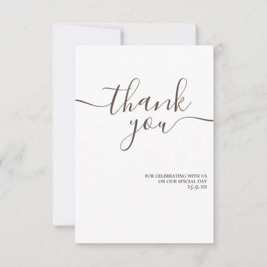 Carte de remerciements Mariage minimaliste et élég (Devant)