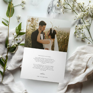 Carte De Remerciements Mariage minimaliste moderne avec collage de fleurs