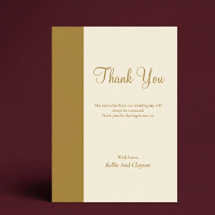 Carte De Remerciements Mariage minimaliste moderne barre d'or ivoire