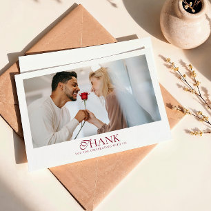 Carte De Remerciements Mariage Minimaliste Monogramme Deep Burgundy Écrit
