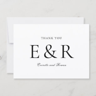 Carte De Remerciements Mariage minimaliste monogramme moderne gras