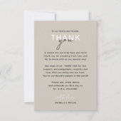 Carte de remerciements Mariage minimaliste neutre (Devant)