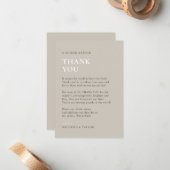 Carte de remerciements Mariage minimaliste neutre (Devant/Arrière en situation)