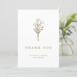 Carte De Remerciements Mariage minimaliste or