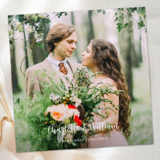 Carte De Remerciements Mariage minimaliste Personnalisé Photo simple