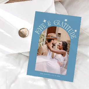 Carte De Remerciements Mariage minimaliste Photo Denim Bleu Amour & Grati