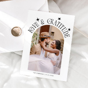 Carte De Remerciements Mariage minimaliste Photo Rose d'amour et de grati