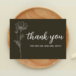 Carte De Remerciements Mariage minimaliste Sage vert