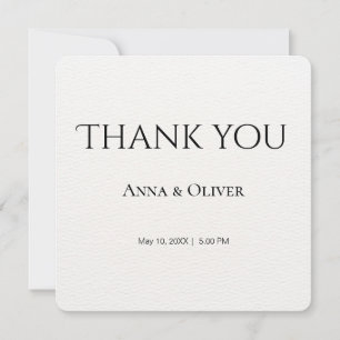 Carte De Remerciements Mariage minimaliste simple blanc personnalisable
