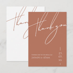 Carte De Remerciements Mariage Minimaliste Terracotta Typographie Script