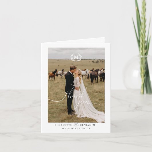 Carte De Remerciements Mariage moderne 2 photo blanc (Devant)