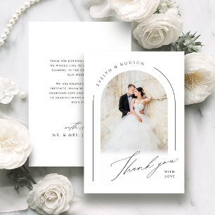 Carte De Remerciements Mariage Moderne à l'Ecriture Minimaliste avec Arch