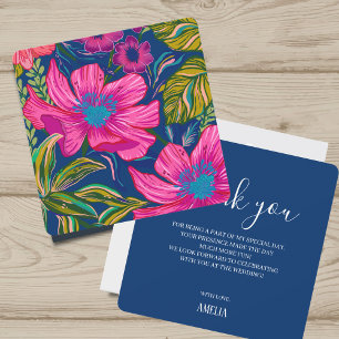 Carte De Remerciements Mariage moderne aquarelle florale rose chaud