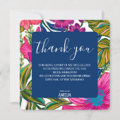 Carte De Remerciements Mariage moderne aquarelle florale rose chaud (Devant)