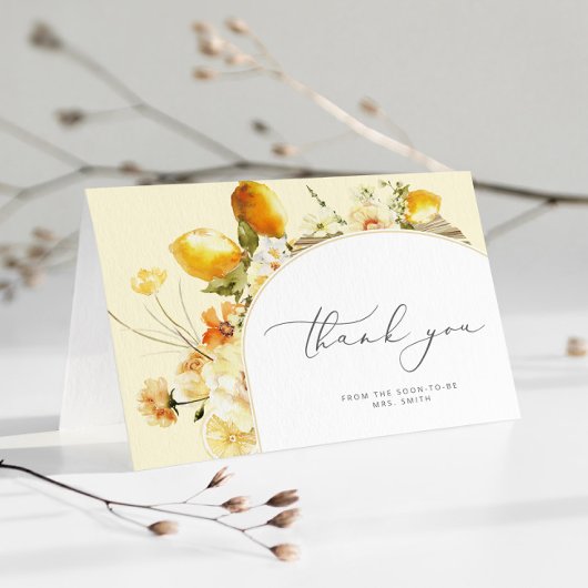 Carte De Remerciements Mariage moderne arceau citron shower