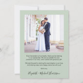 Carte De Remerciements Mariage moderne Arch Photo Sage (Dos)