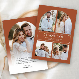 Carte De Remerciements Mariage Moderne avec Collage de Photos sur Arche e