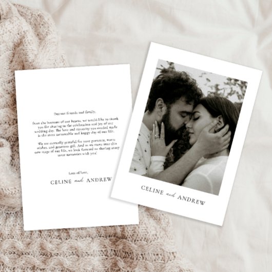 Carte de remerciements Mariage moderne avec photo