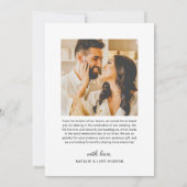 Carte De Remerciements Mariage moderne avec script de collage de 3 photos (Dos)