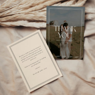 Carte De Remerciements Mariage Moderne avec Typographie Gras en Superposi