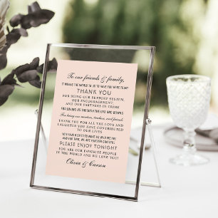 Carte De Remerciements Mariage moderne Blush et Script noir