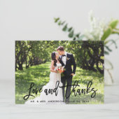 Carte De Remerciements Mariage Moderne Brush Script Love and Thanks Photo (Debout devant)