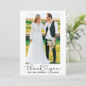 Carte De Remerciements Mariage Moderne Calligraphie Coeur Script Photo (Debout devant)