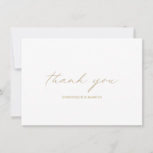 Carte De Remerciements Mariage Moderne Calligraphié Or Élégant