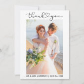 Carte De Remerciements Mariage Moderne Calligraphie Script cardiaque (Devant)