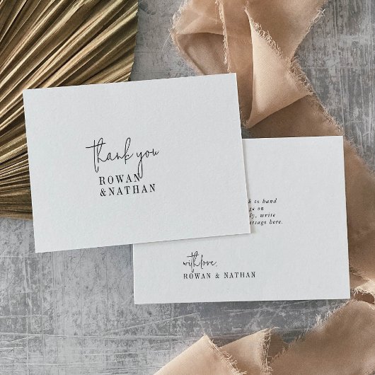 Carte De Remerciements Mariage moderne chic noir et blanc