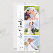 Carte De Remerciements Mariage moderne Chic Personnalisé Monogramme 3 Pho (Devant)