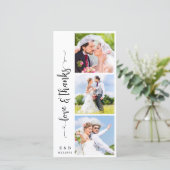 Carte De Remerciements Mariage moderne Chic Personnalisé Monogramme 3 Pho (Debout devant)