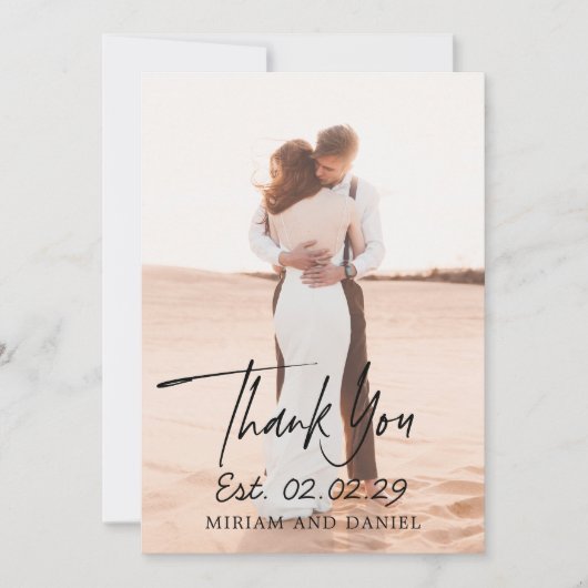 Carte De Remerciements Mariage moderne date simple en gras (Devant)