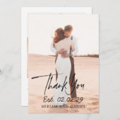 Carte De Remerciements Mariage moderne date simple en gras (Devant / Derrière)