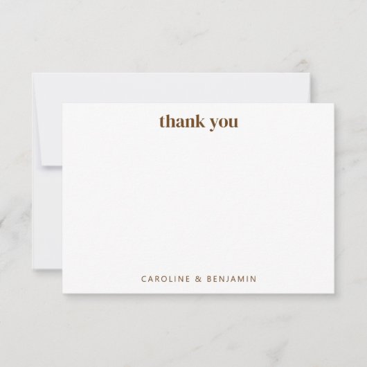 Carte De Remerciements Mariage moderne de couleur jaune rétro (Devant)