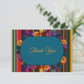 Carte De Remerciements Mariage moderne de fleurs mexicaines (Debout devant)