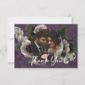 Carte De Remerciements Mariage Moderne Élégant Floral Violet Prune Photo (Devant)