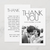 Carte De Remerciements Mariage Moderne et Épuré | Photo Élégante Minimali (Devant / Derrière)