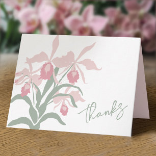 Carte De Remerciements Mariage moderne floral orchidée Cattleya rose poud