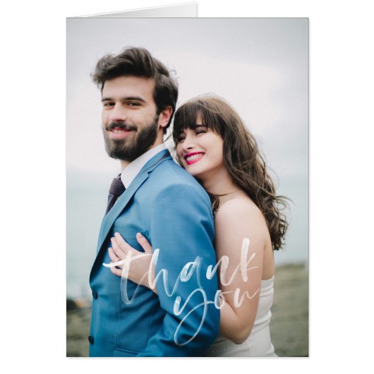 Carte de remerciements Mariage moderne lettré à la (Devant)