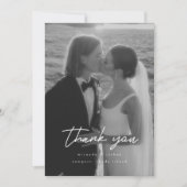 Carte De Remerciements Mariage Moderne Minimaliste 2-Photo Script (Devant)