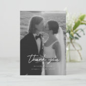 Carte De Remerciements Mariage Moderne Minimaliste 2-Photo Script (Debout devant)